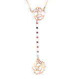 Purple Necklace for Woman 14K Rose Tassel Flower Chain Pendant
