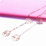 Purple Necklace for Woman 14K Rose Tassel Flower Chain Pendant
