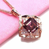 14k Rose Plated Purple Rhombus Ruby Pendant Necklace
