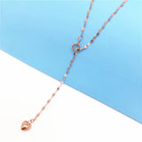 14K Rose Plated Heart Necklace, Purple Charm Party Jewelry