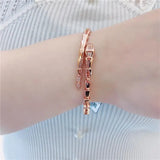Purple Geometric Diamond Charm Bracelet 14K Rose Gold Wedding Jewelry