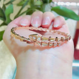 Purple Geometric Diamond Charm Bracelet 14K Rose Gold Wedding Jewelry
