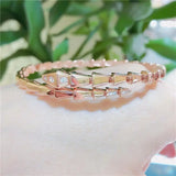 Purple Geometric Diamond Charm Bracelet 14K Rose Gold Wedding Jewelry