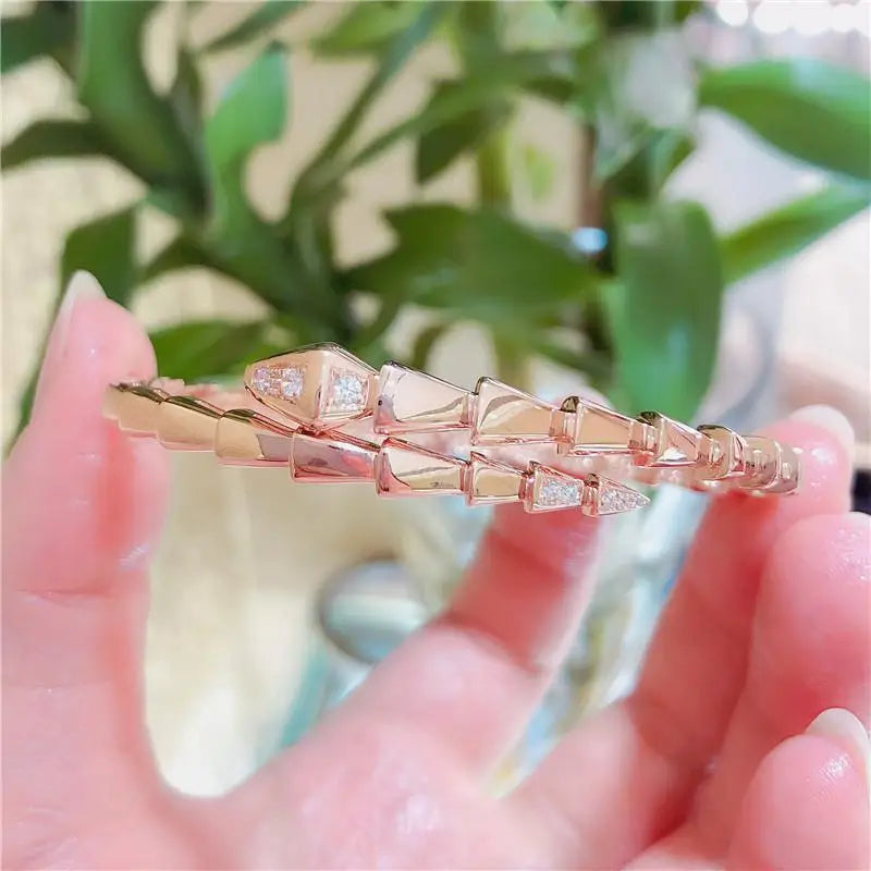 Purple Geometric Diamond Charm Bracelet 14K Rose Gold Wedding Jewelry