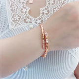 Purple Geometric Diamond Charm Bracelet 14K Rose Gold Wedding Jewelry