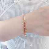 Purple Geometric Diamond Charm Bracelet 14K Rose Gold Wedding Jewelry