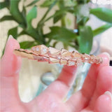 Purple Geometric Diamond Charm Bracelet 14K Rose Gold Wedding Jewelry