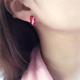 Purple Inlaid Oval Ruby Ear Buckle Earrings 14k Rose Plated Jewelry