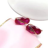Purple Inlaid Oval Ruby Ear Buckle Earrings 14k Rose Plated Jewelry