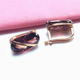 Purple Inlaid Oval Ruby Ear Buckle Earrings 14k Rose Plated Jewelry