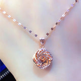 Purple Geometric Flower Pendant Rose Necklace for Woman Wedding Jewelry