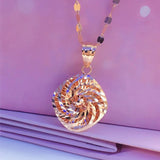 Purple Geometric Flower Pendant Rose Necklace for Woman Wedding Jewelry