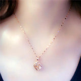 Purple Geometric Flower Pendant Rose Necklace for Woman Wedding Jewelry