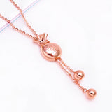 Purple Tassel Chinese Necklace with 14K Rose Geometric Pendant