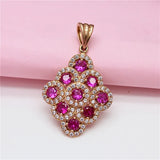 Purple Pink Gemstone Necklace with 14K Rose Geometric Pendant