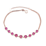 Purple Plated Rose Home Inlaid Ruby String Bracelets for Women Wedding Jewelry