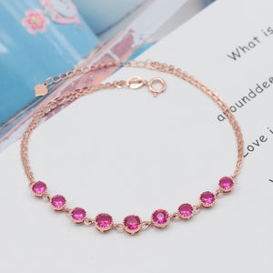 Purple Plated Rose Home Inlaid Ruby String Bracelets for Women Wedding Jewelry