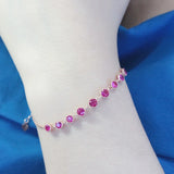 Purple Plated Rose Home Inlaid Ruby String Bracelets for Women Wedding Jewelry