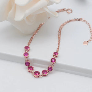 Purple Plated Rose Home Inlaid Ruby String Bracelets for Women Wedding Jewelry