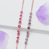 Purple Plated Rose Home Inlaid Ruby String Bracelets for Women Wedding Jewelry