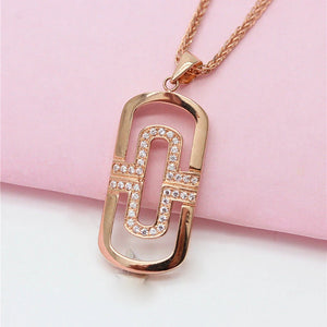 14K Rose Gold Plated Diamond Geometry Necklace Pendant