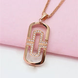14K Rose Gold Plated Diamond Geometry Necklace Pendant