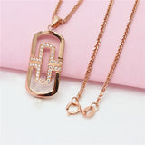 14K Rose Gold Plated Diamond Geometry Necklace Pendant