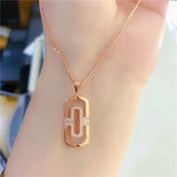 14K Rose Gold Plated Diamond Geometry Necklace Pendant