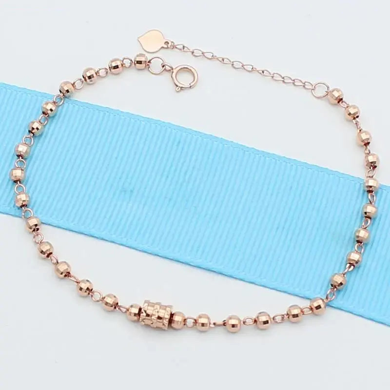 14K Rose Gold Ball Charm Bracelet for Women - Set of 585 Purple Plated Bracelets