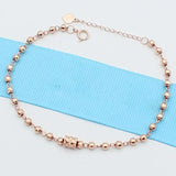 14K Rose Gold Ball Charm Bracelet for Women - Set of 585 Purple Plated Bracelets