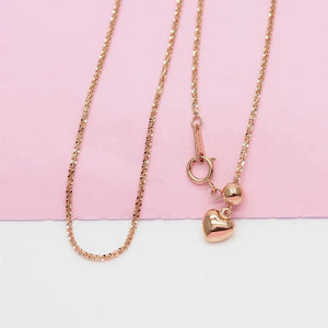 Purple Plated 14K Rose Round Beads Love Chains Necklace for Women