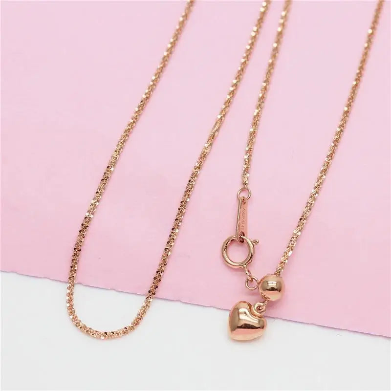 Purple Plated 14K Rose Round Beads Love Chains Necklace for Women