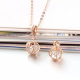 14K Rose Crystal Crown Necklace for Women
