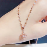 14K Rose Crystal Crown Necklace for Women