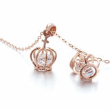 14K Rose Crystal Crown Necklace for Women
