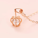 14K Rose Crystal Crown Necklace for Women
