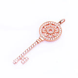 14K Rose Crystal Key Pendant Necklace for Women Wedding Jewelry