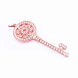 14K Rose Crystal Key Pendant Necklace for Women Wedding Jewelry