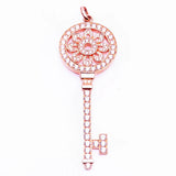 14K Rose Crystal Key Pendant Necklace for Women Wedding Jewelry