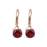 14K Rose Crystal Star Ruby Earrings for Women