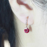 14K Rose Crystal Star Ruby Earrings for Women