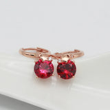 14K Rose Crystal Star Ruby Earrings for Women