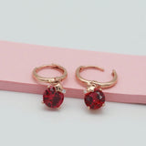 14K Rose Crystal Star Ruby Earrings for Women