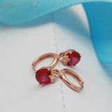 14K Rose Crystal Star Ruby Earrings for Women