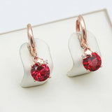 14K Rose Crystal Star Ruby Earrings for Women