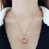 Purple 14K Rose Gold Plated Hollow Round Necklace for Women