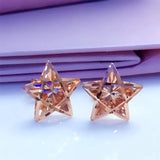 14K Rose Gold Star Earrings for Women