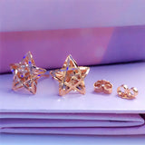 14K Rose Gold Star Earrings for Women