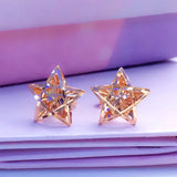 14K Rose Gold Star Earrings for Women