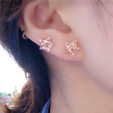 14K Rose Gold Star Earrings for Women